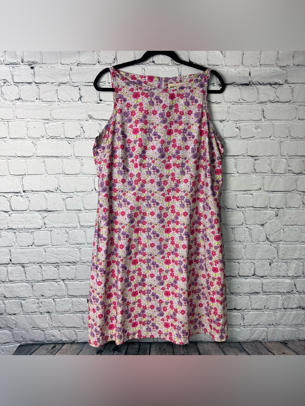 Vintage 90s Expressions Retro Floral Cotton Tank Dress Pink, Purple & Yellow XL